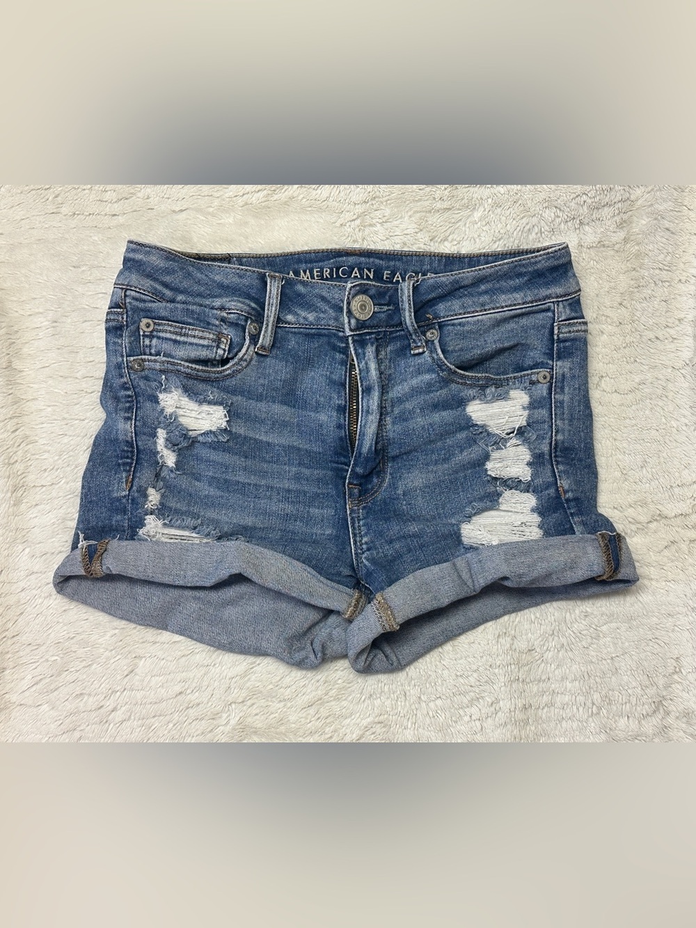 American Eagle Outfitters Distressed Denim Shorts Hi Rise